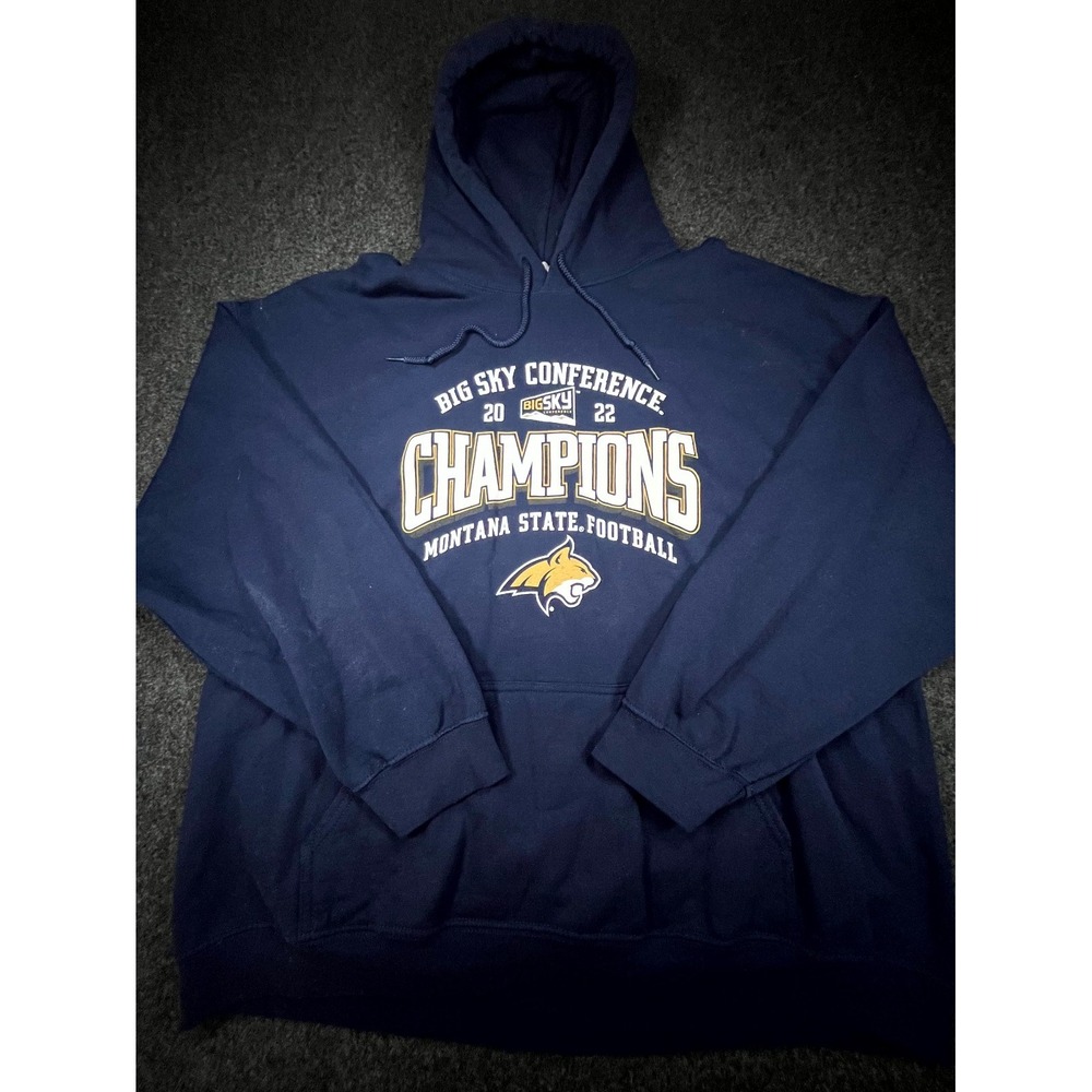Montana State Bobcats Hoodie Men's 2XL Blue Big Sky Champions Football NCAA
